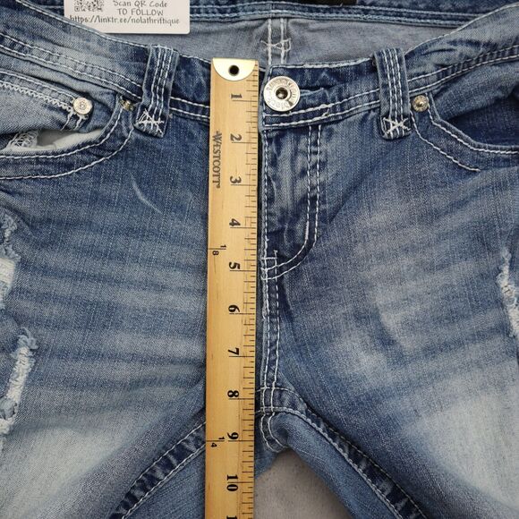 Twentyone Black by RU21 Pants Womens 12 Blue Denim Slimboot Distressed Jeans - Picture 4 of 16